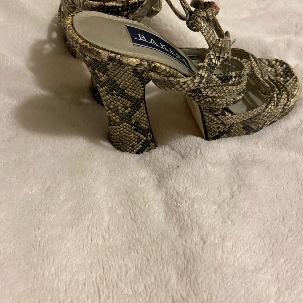Shoes , heels, snake shoes, 4 inches, bakers, strap.